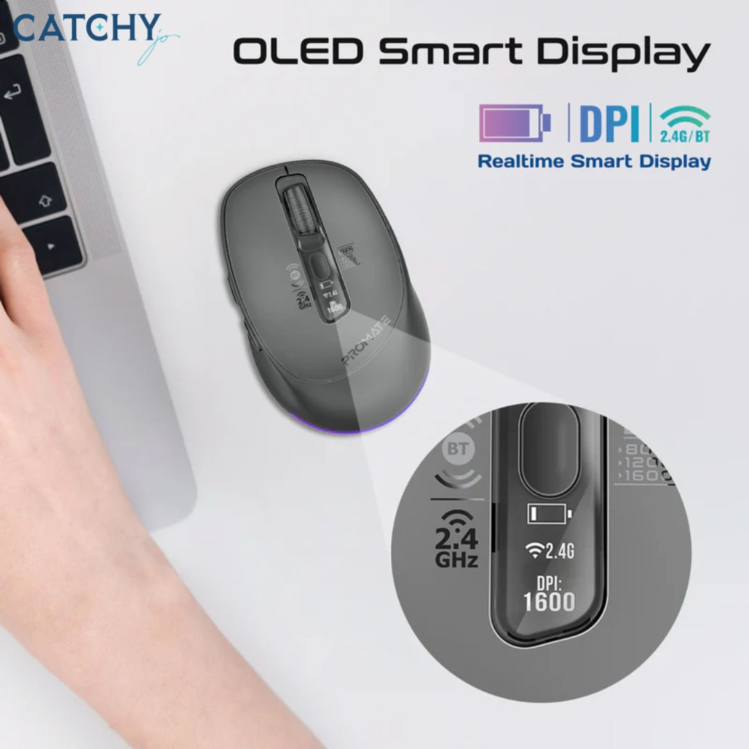 PROMATE Blix-3M Silent-Click Triple-Mode Rechargeable Mouse