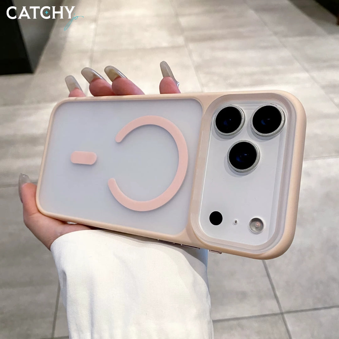 Metal Button Matte PC Hard Magnetic iPhone Case