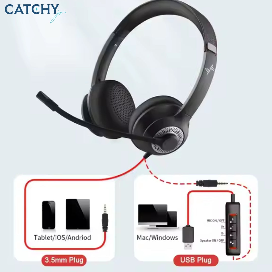NUBWO Wired Headset With Microphone With Noise Canceling