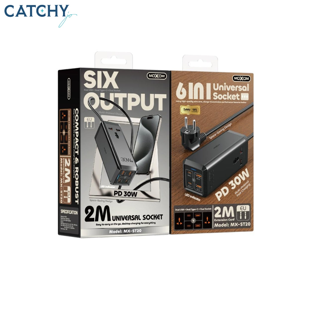 Moxom MX-ST20 Six-Output Universal Socket (2M)