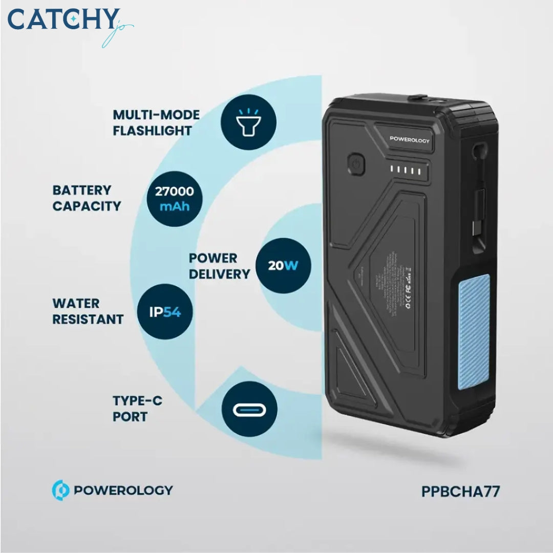 Powerology Solar Wireless Charging Power Bank (27000mAh)