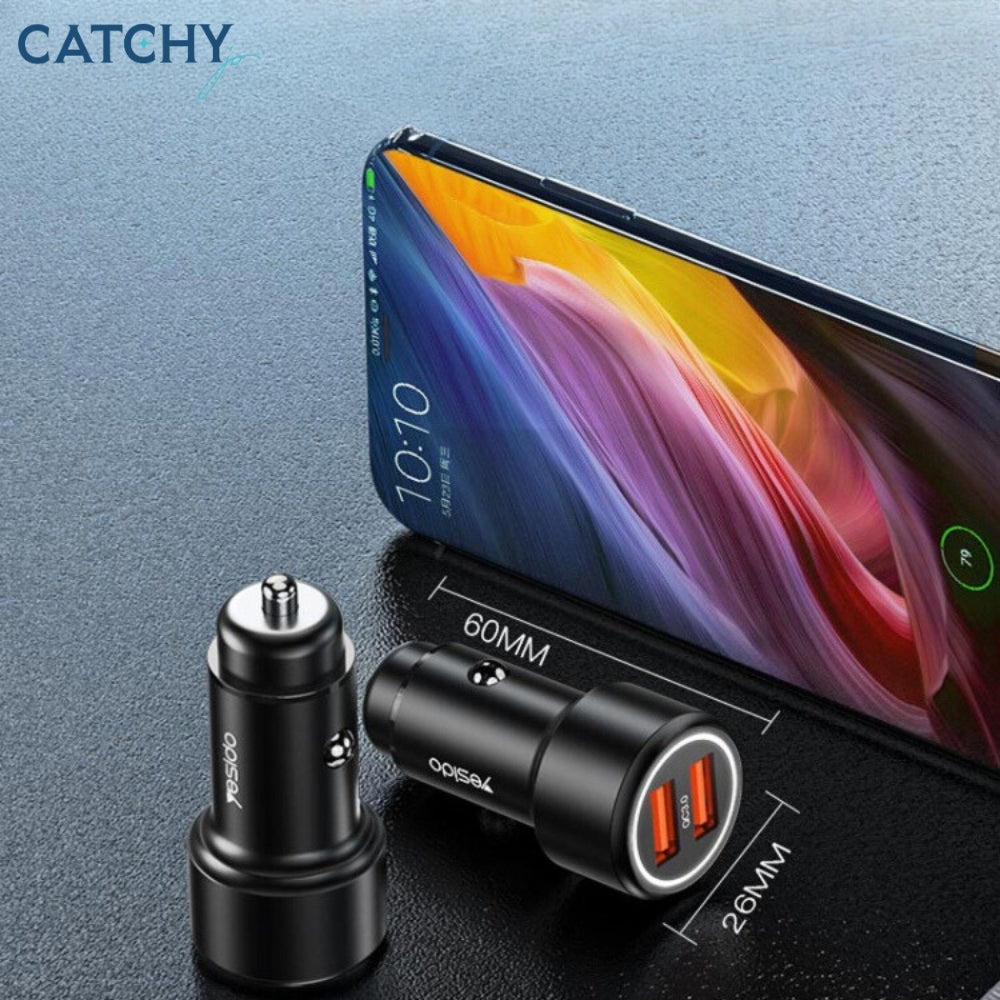 YESIDO Y43 Dual USB Port Car Fast Charger (36W)