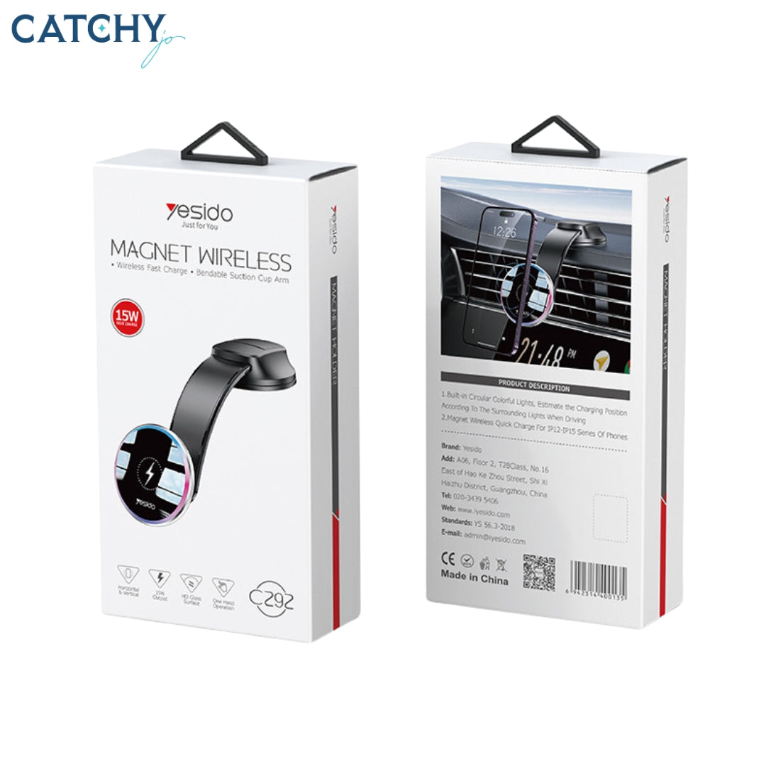 YESIDO C292 Fast Charging Wireless Car Phone Holder (15W)