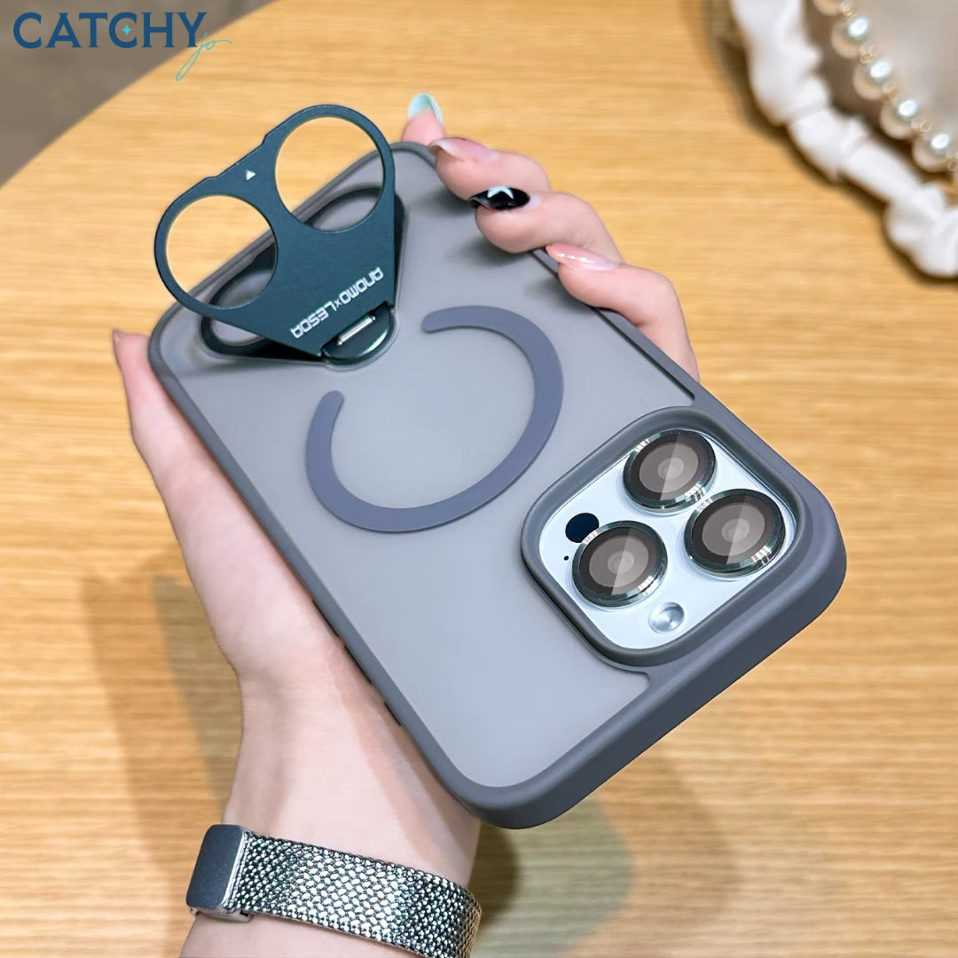 iPhone Creative Rotating Ring Folding Bracket Magnetic Case