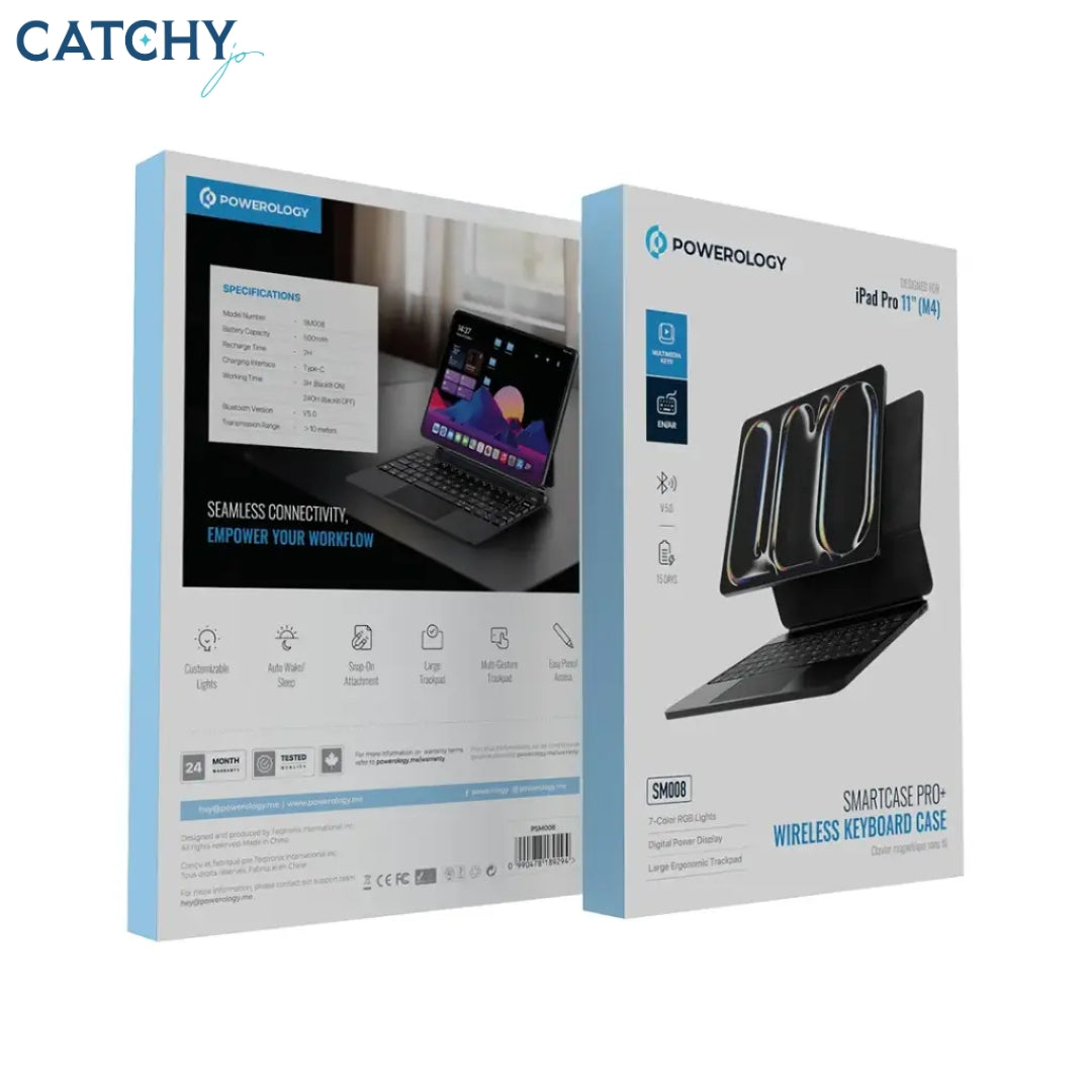 Powerology Smartcase Pro+ Wireless Keyboard Case for iPad Pro 11 (M4)