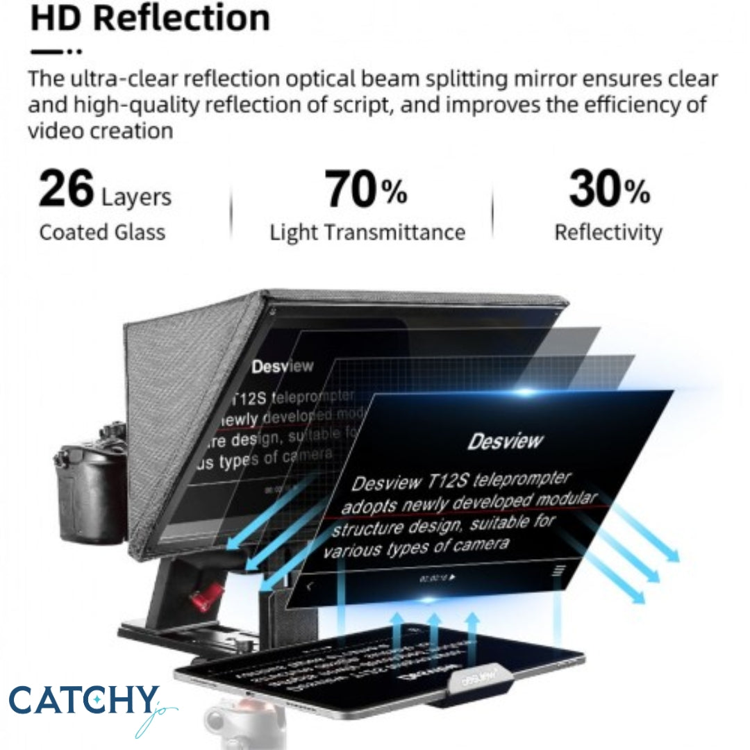 Desview T12S 12.9" Portable Large Screen Teleprompter With Remote Control