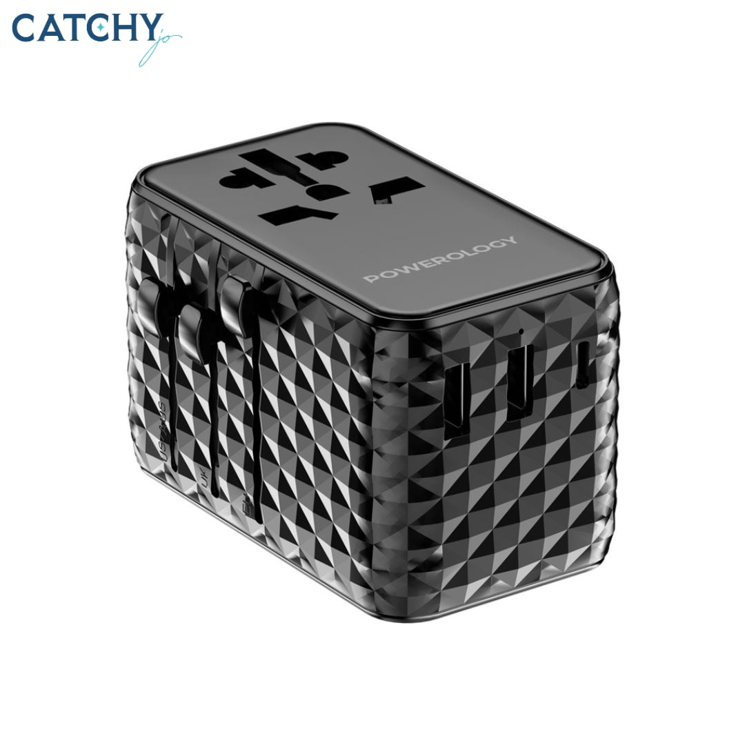 Powerology GaN Universal Charger Retractable Type-C Cable