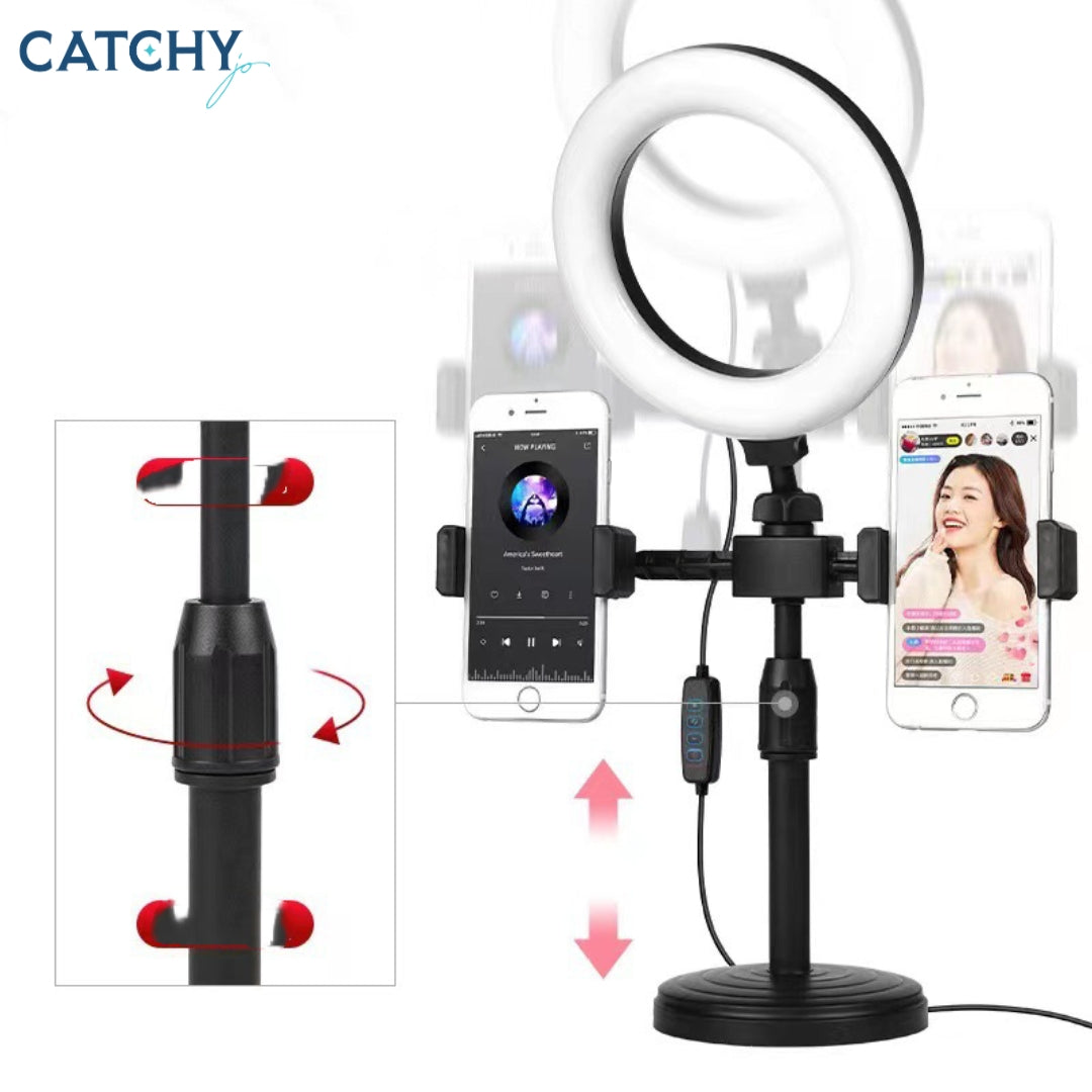 LED Ring Fill Light Lamp With Dual Phone Holders