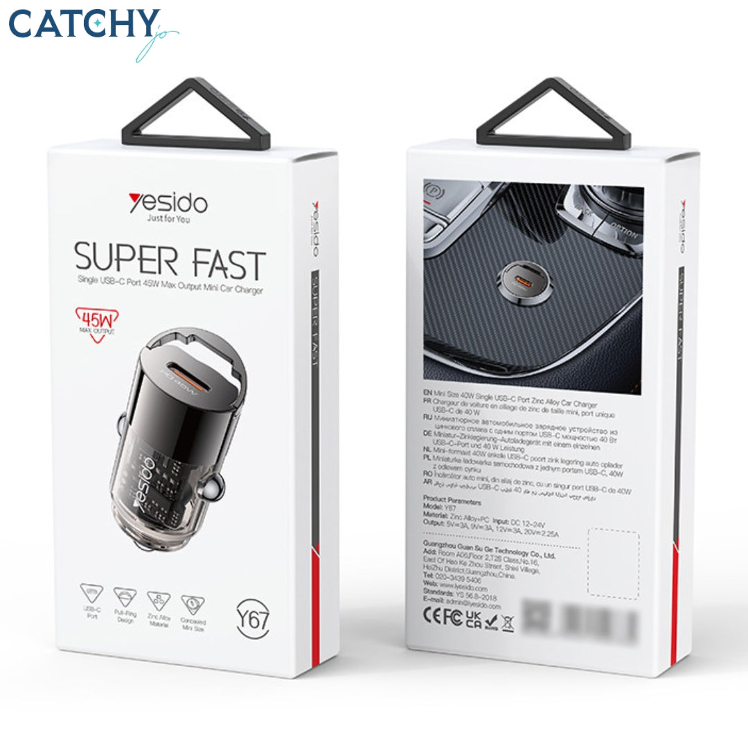 YESIDO Y67 Type-C Fast Charging Mini Car Charger (45W)