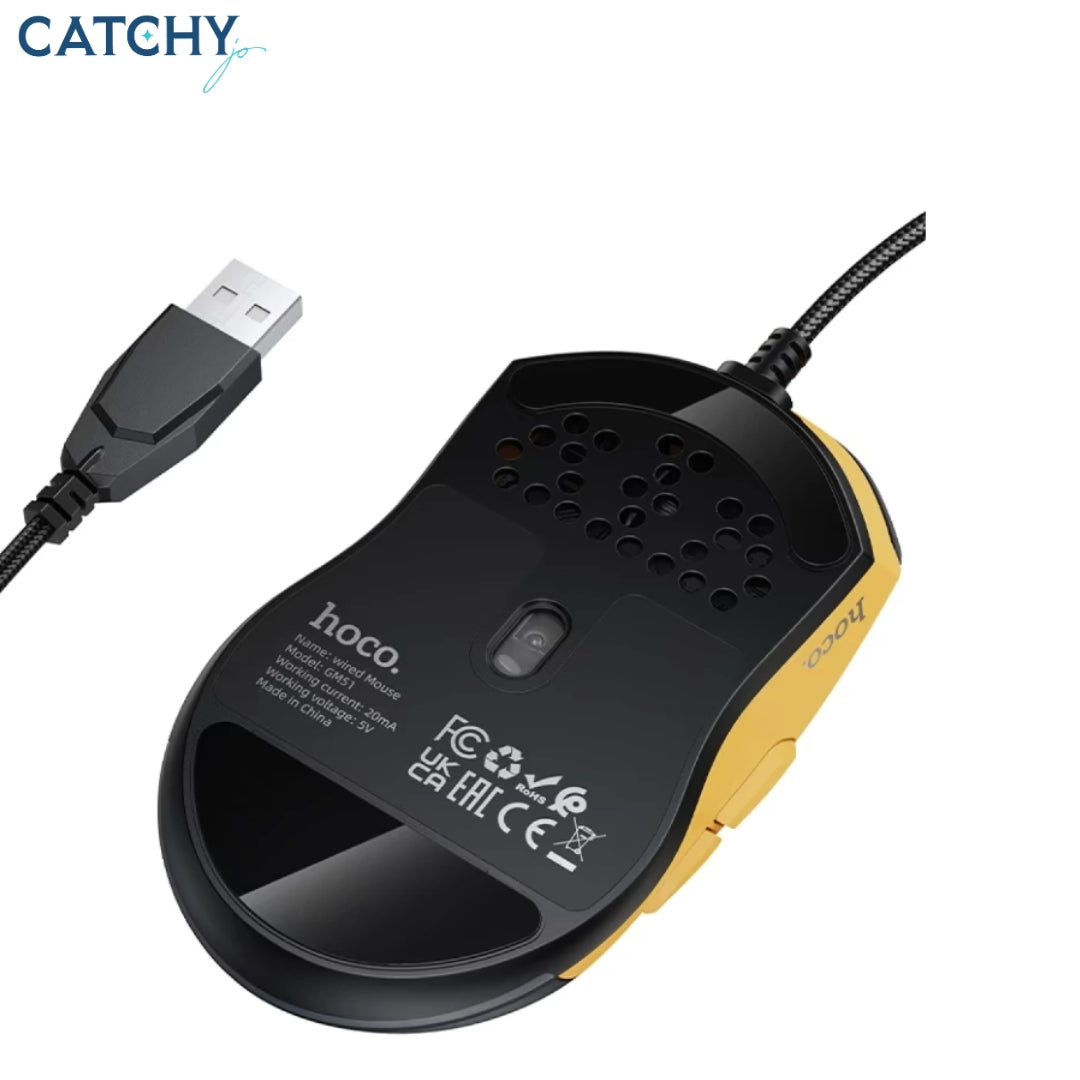 HOCO GM51 Yellow Sky Gaming Wired Mouse