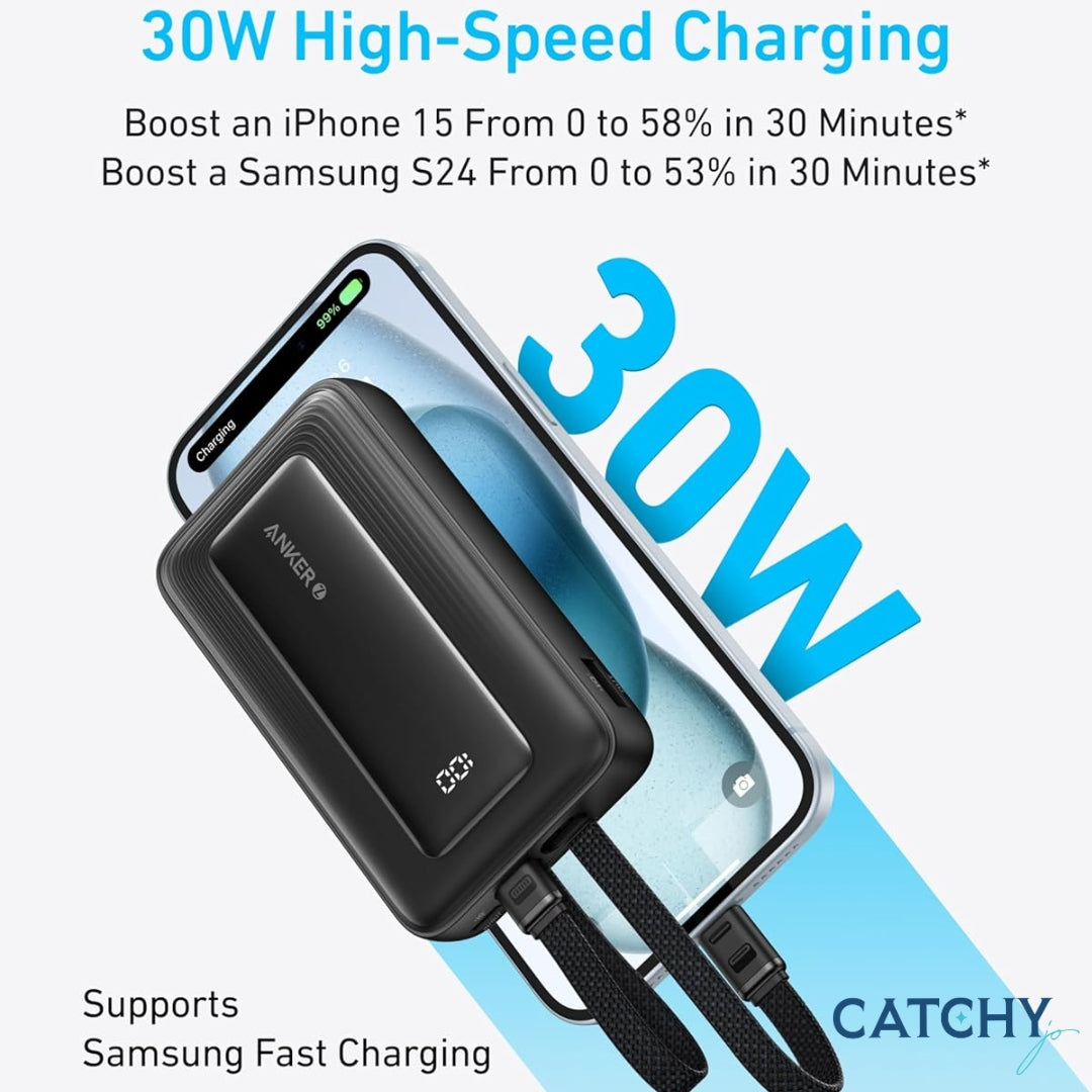 Anker Zolo Power Bank With Built-in USB-C & Lightning Cables (10000mAh)