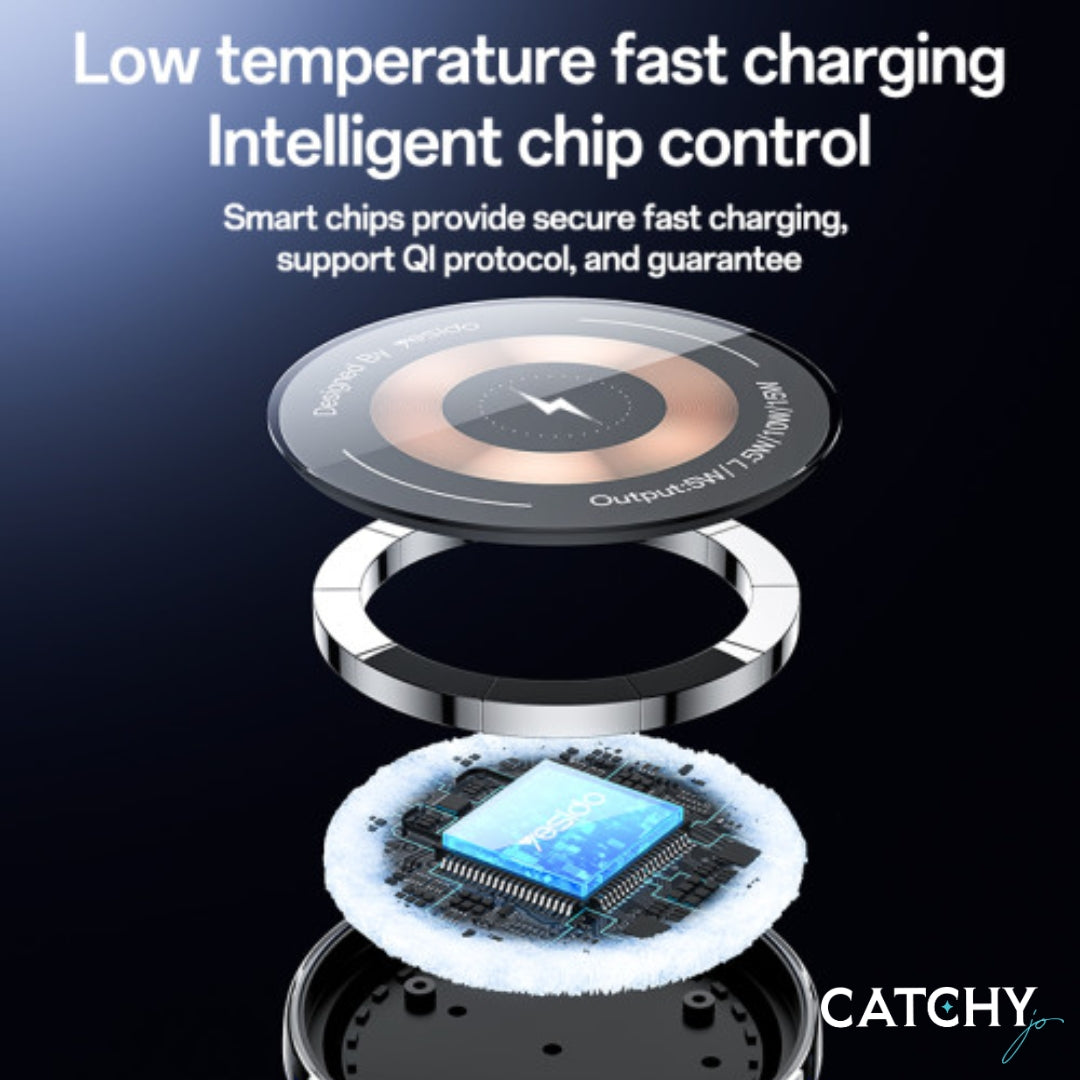YESIDO C308 Wireless Charger Car Holder With LED Light