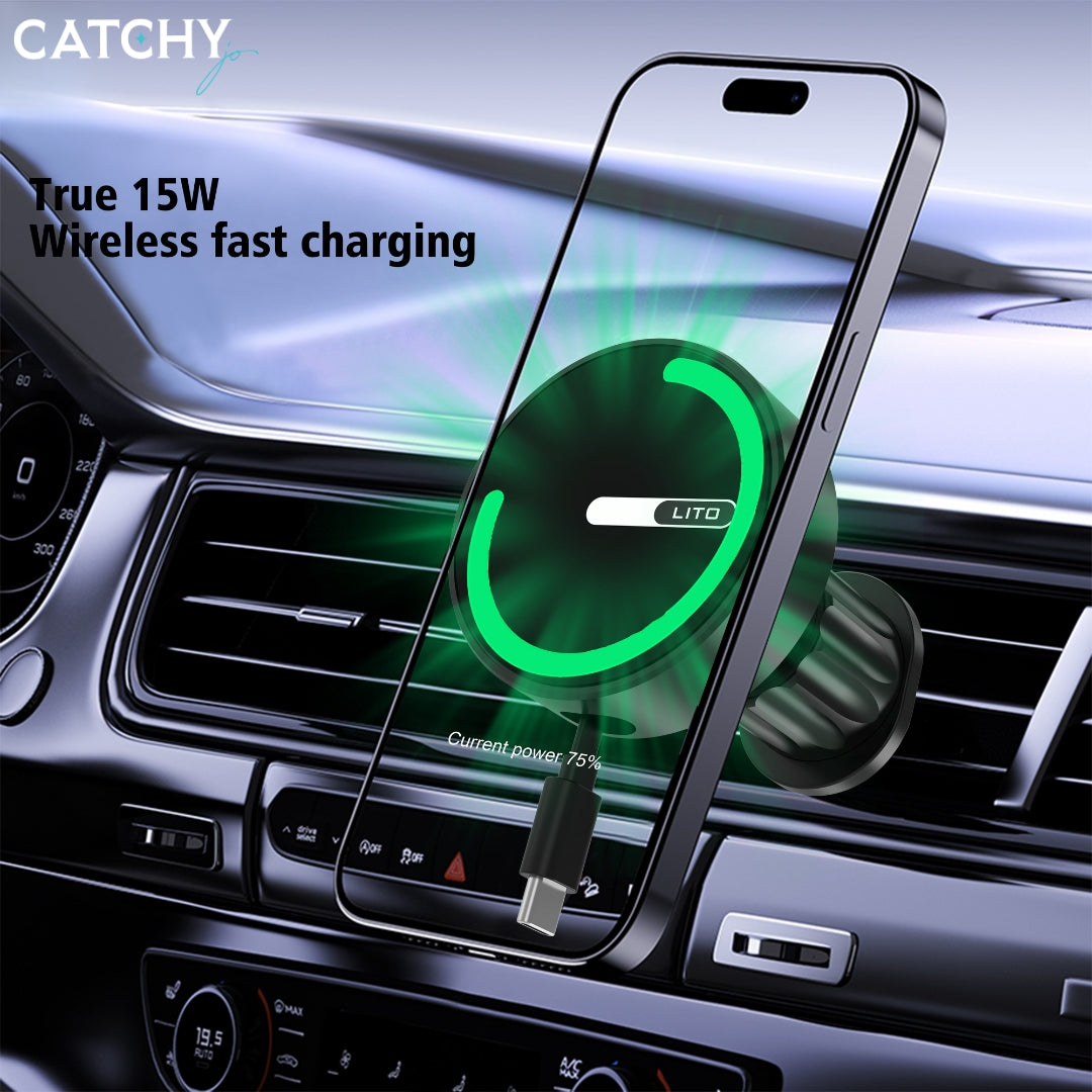 LITO LT-W06 Magnetic Wireless Charging Car Phone Holder (15W)