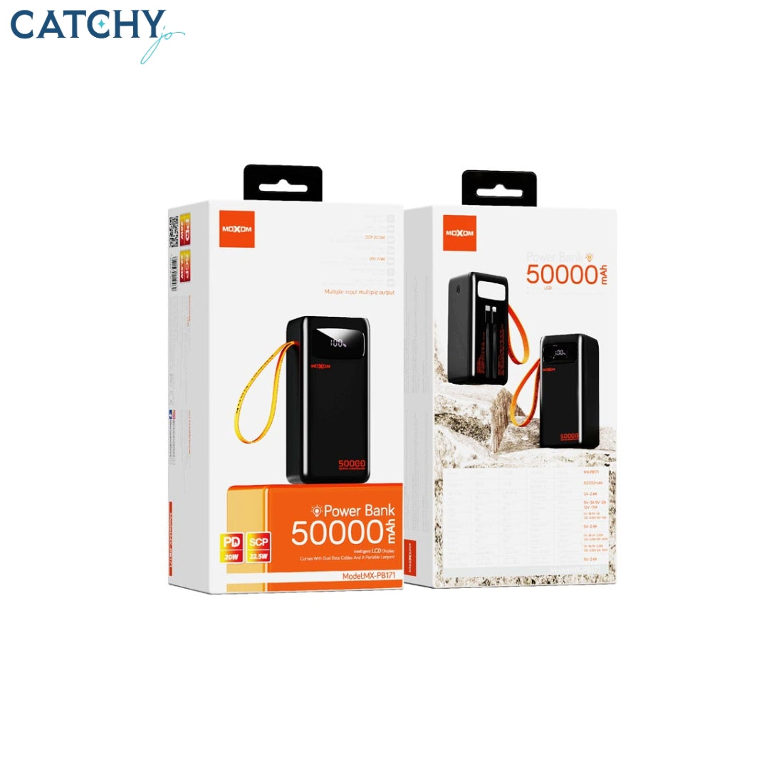 Moxom MX-PB171 2 Built-in Connectors With Flashlight Power Bank (50000mAh)
