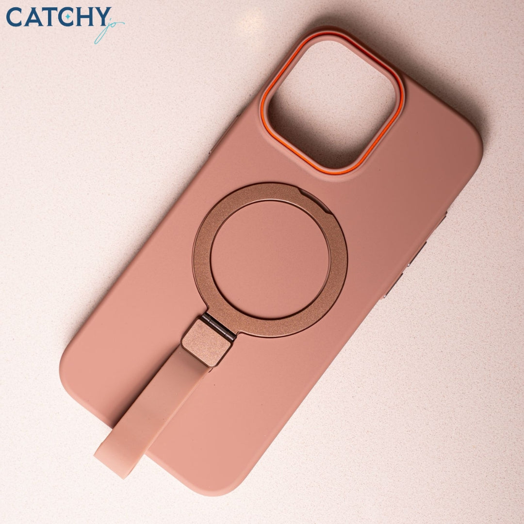 غطاء سيليكون لهاتف iPhone مع مسكة وحامل