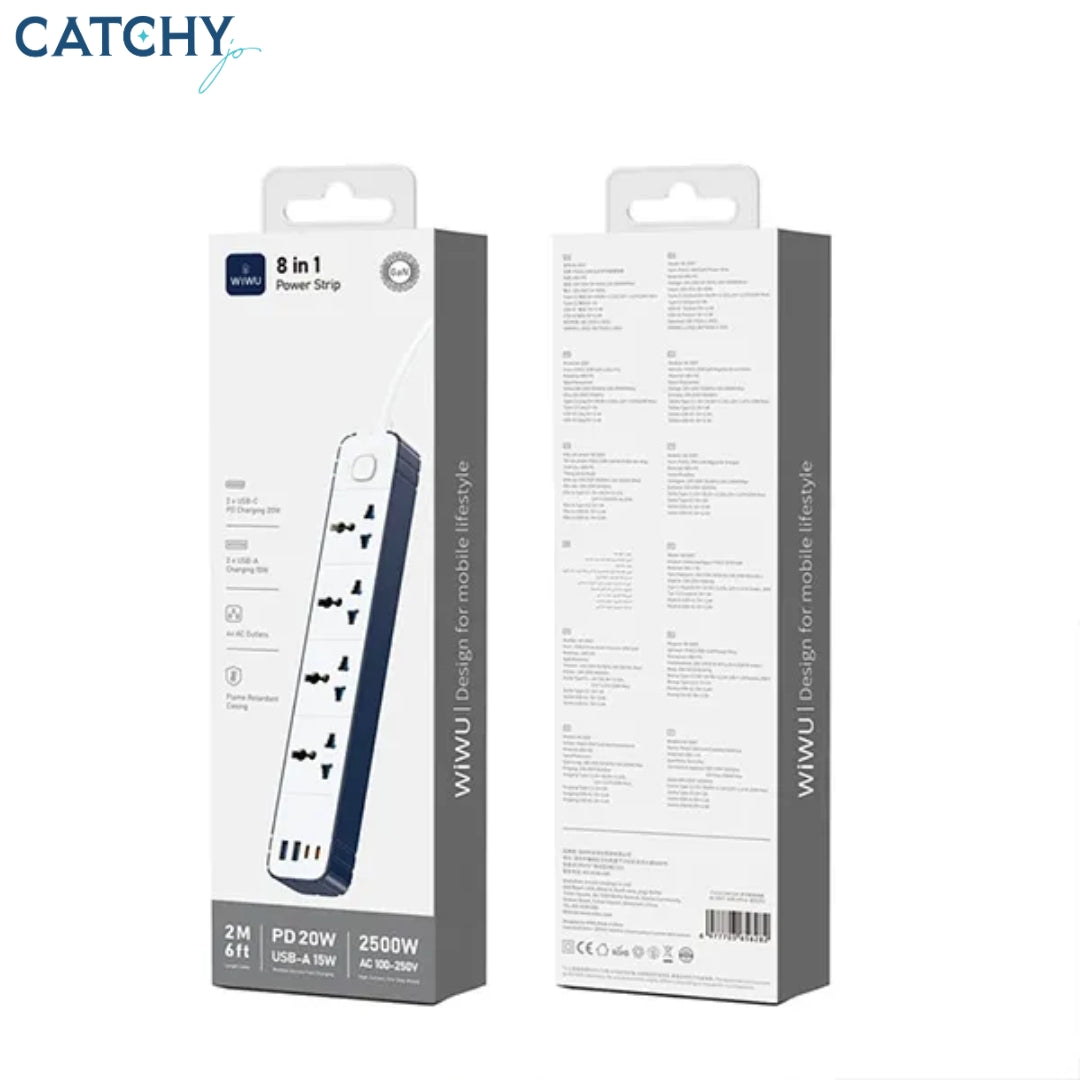 WiWU Wi-S007 PS422 8-in-1 2M Fast Charging Power Strip (20W)