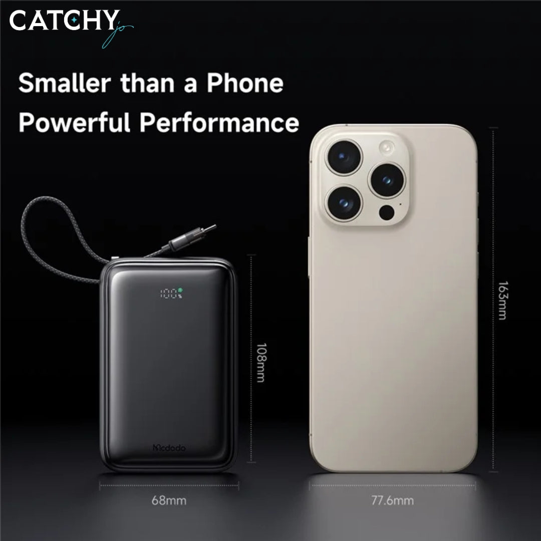 MCDODO MC-6370 USB-C Cable Power Bank With Digital Display (20000mAh)