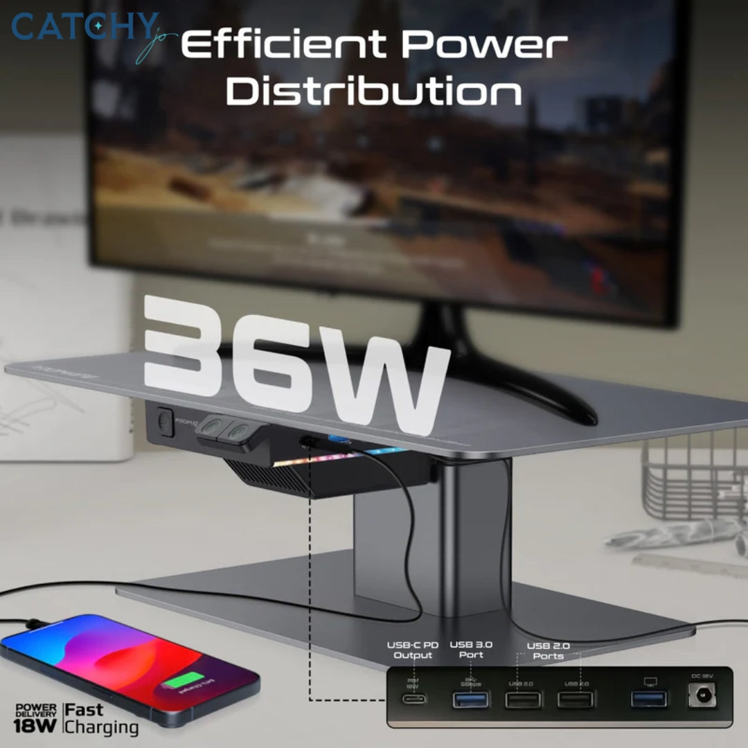 PROMATE Raizer Monitor & Laptop Stand With Built-In USB Hub