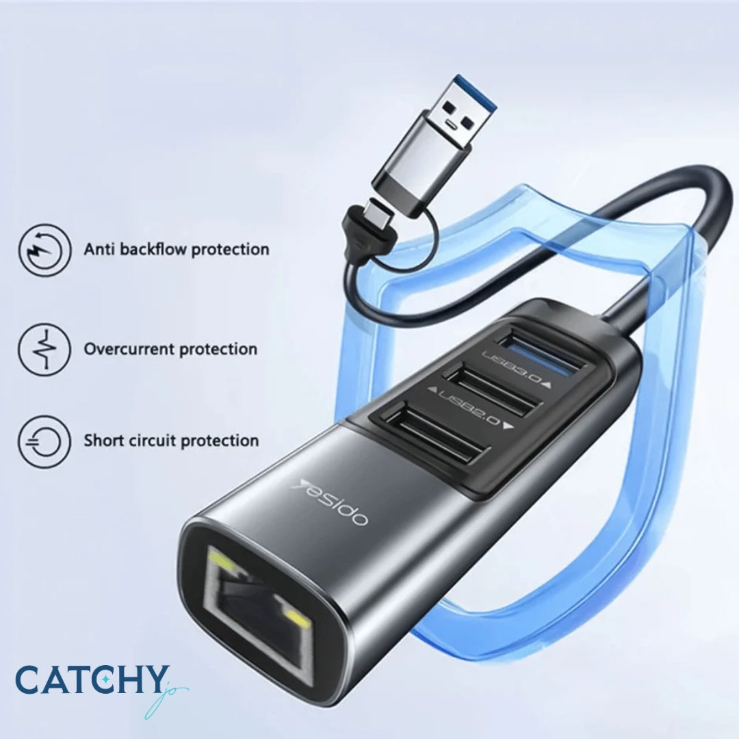 YESIDO HB21 5-in-2 USB Hub Adapter