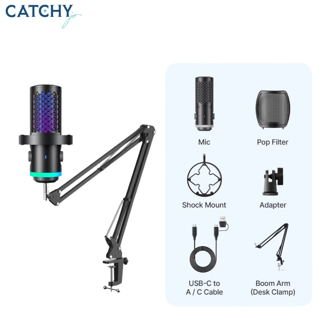 BOYA CastMic G40B Vibrant RGB Noise-Cancelling USB Microphone