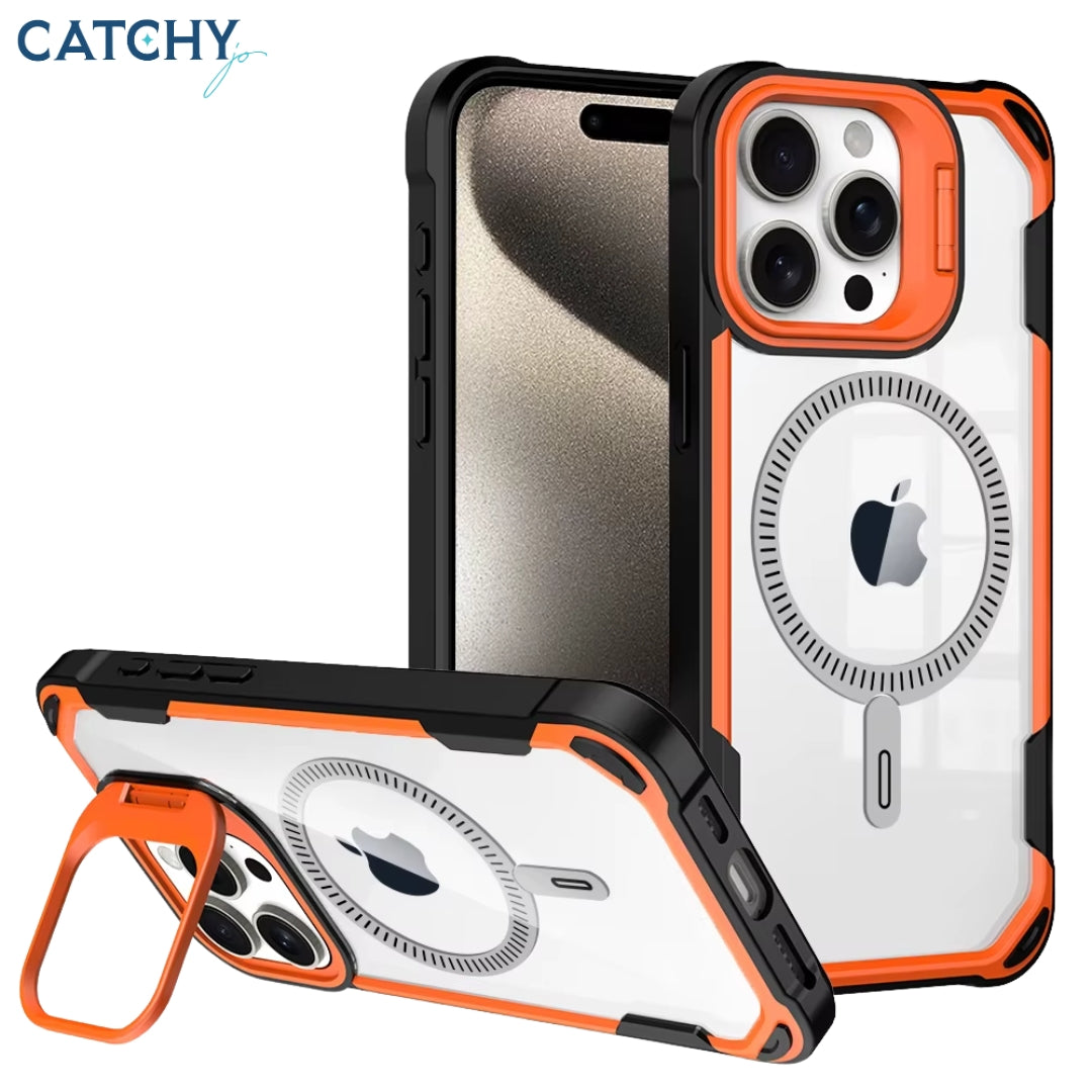 Clear Magnetic iPhone Shockproof Lens Stand Case