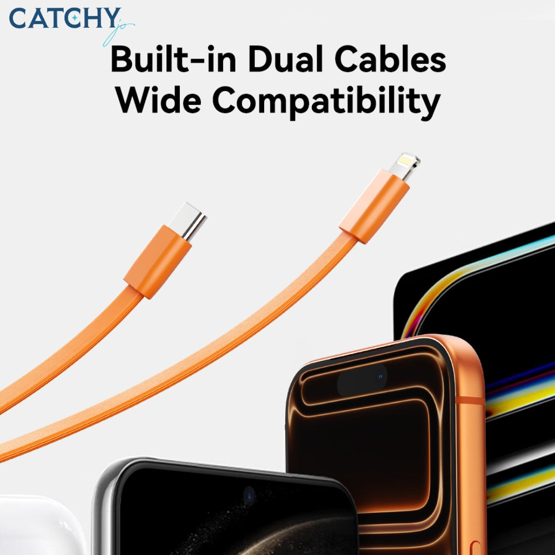 ROCK Fast Charging Power Bank With Built-in Dual Cables (10000mAh)