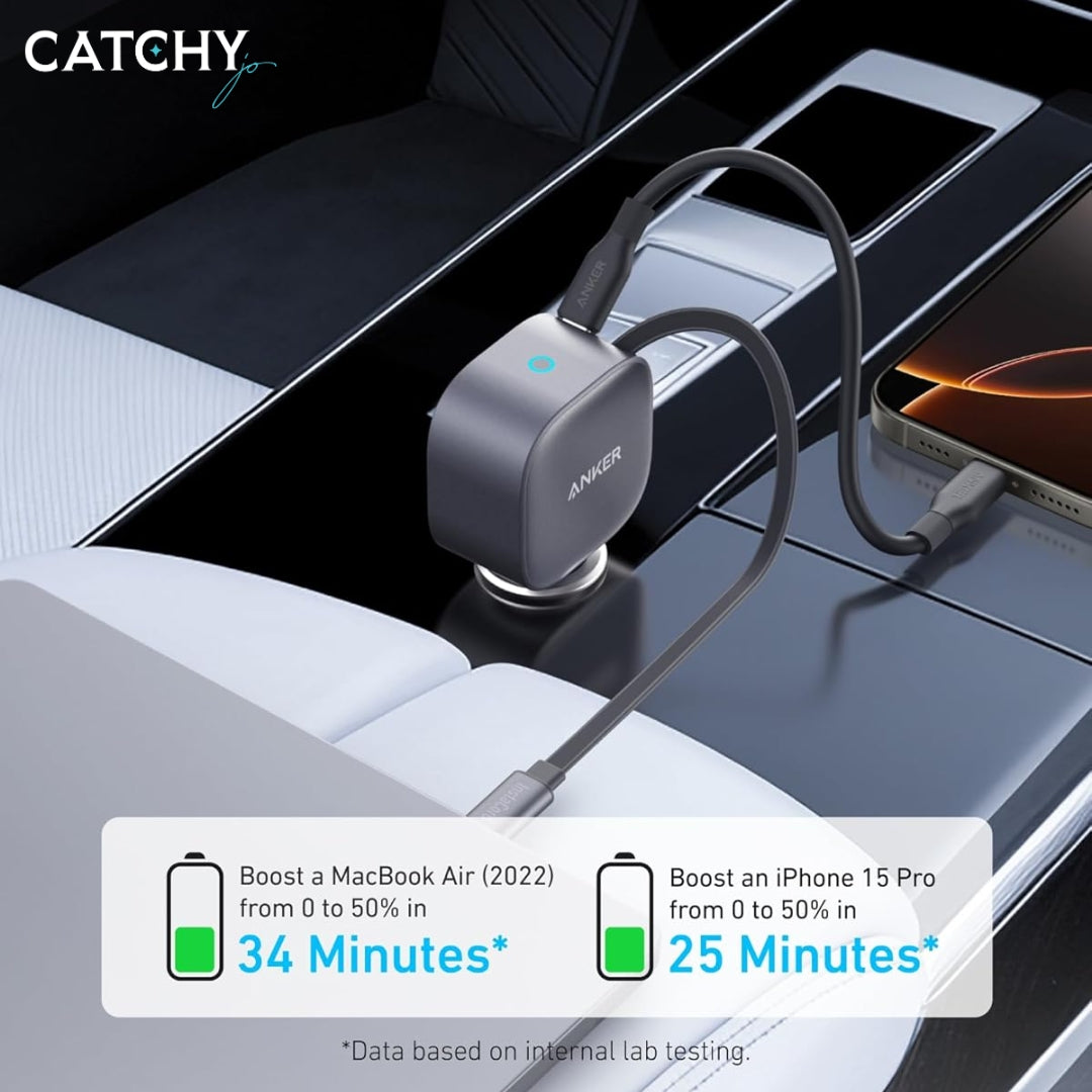 Anker USB-C Car Charger With Built-In Retractable Cable (75W)