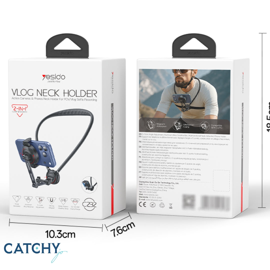YESIDO C232 360 Rotatable Magnetic Neck Mount Phone Holder