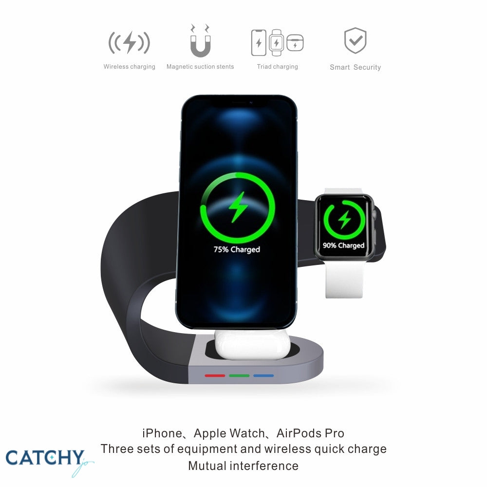3 in 1 Fast Wireless Charging Stand Wrapped Design