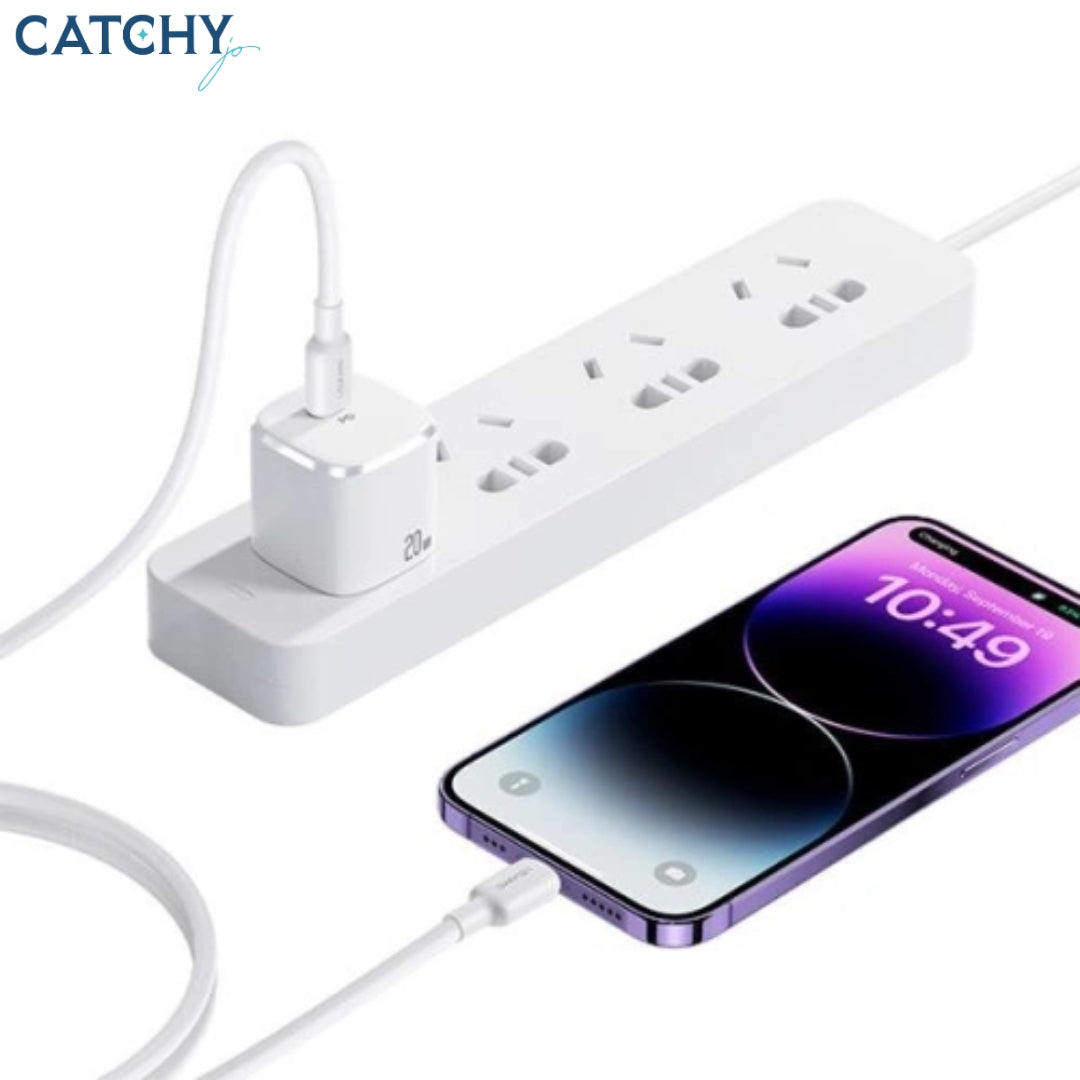 USAMS CC183 Type-C Single Port Fast Charging Adapter With Lightning Cable (20W)