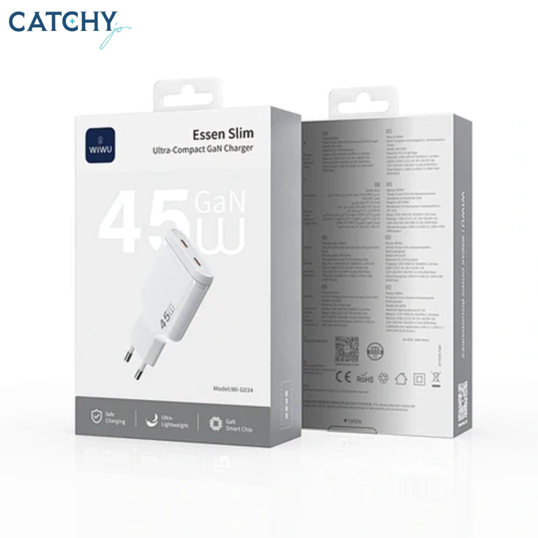 WiWU Wi-G034 Essen Slim Ultra Compact GaN Charger (45W)