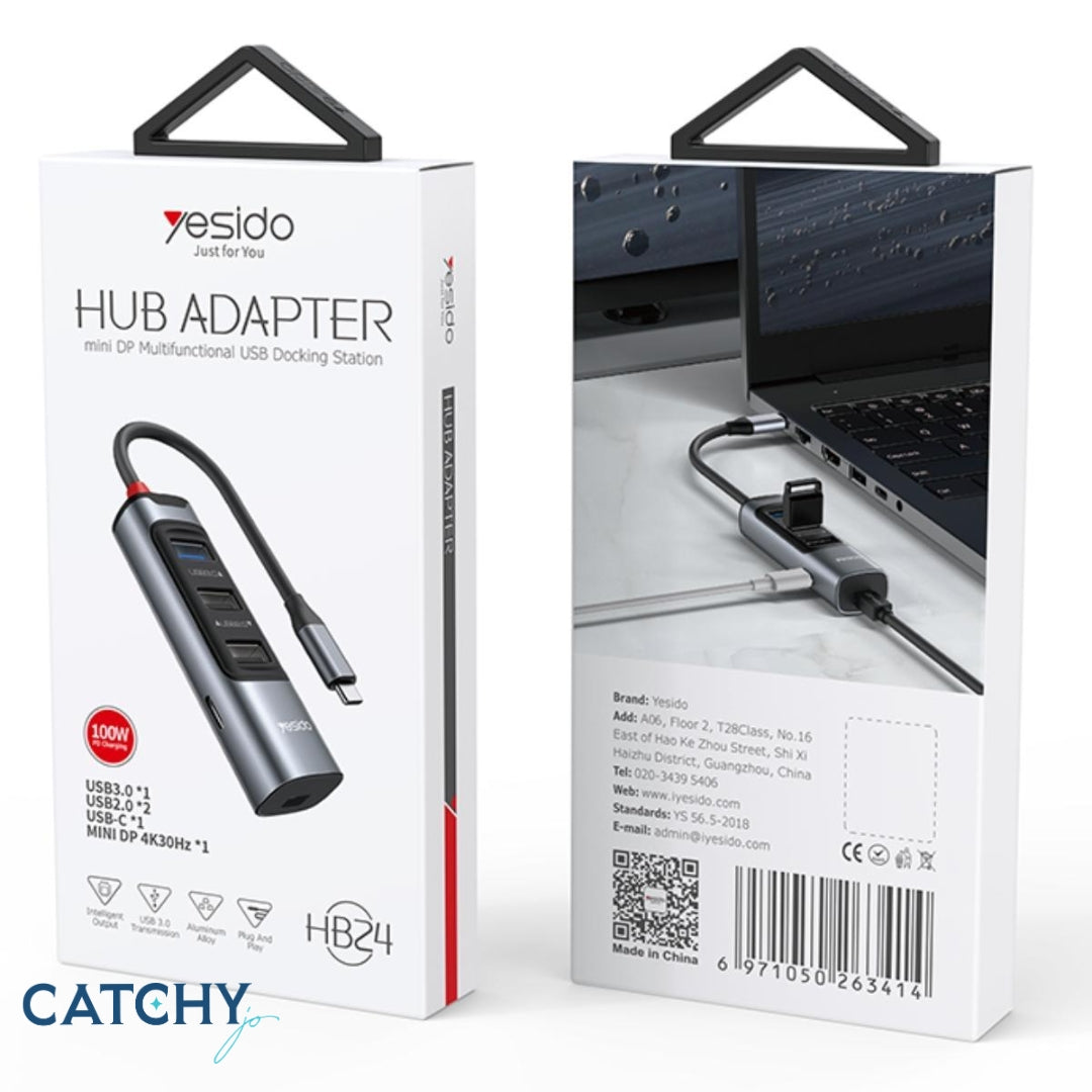 YESIDO HB24 Type-C Multi-Port USB Hub With Display Output