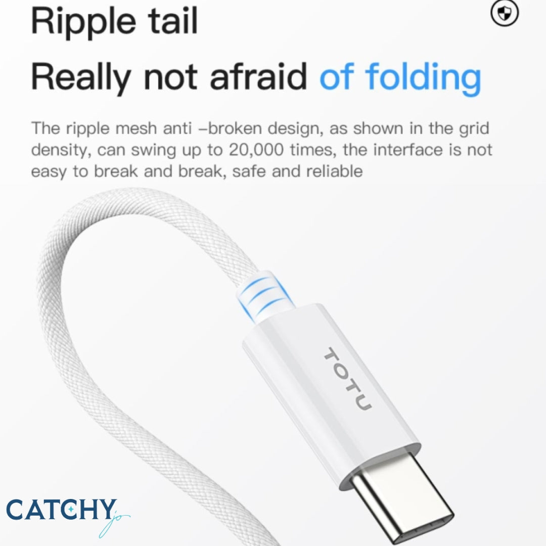 TOTU CACW-074 2 in 1 USB-C + 8 Pin Watch Braided Wire Magnetic Charger