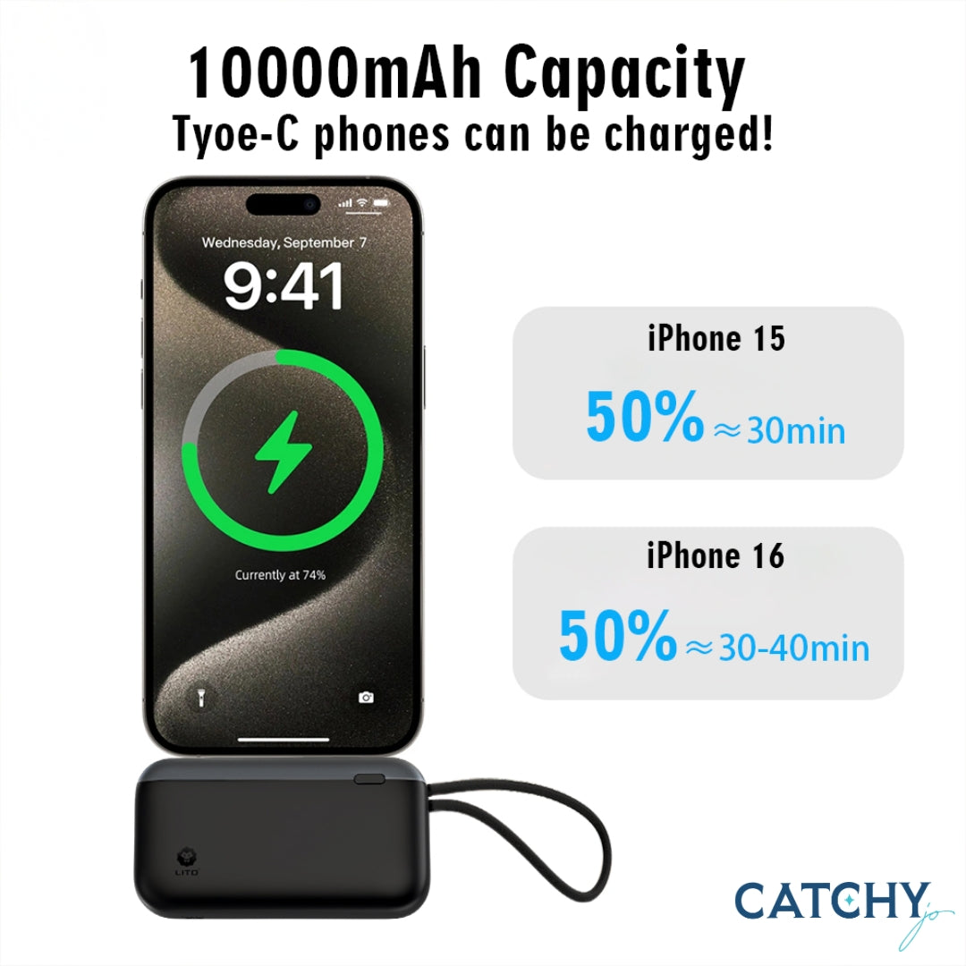 LITO LP10 Fast Charging Portable Slim Mini Power Bank With Cable (10000mAh)