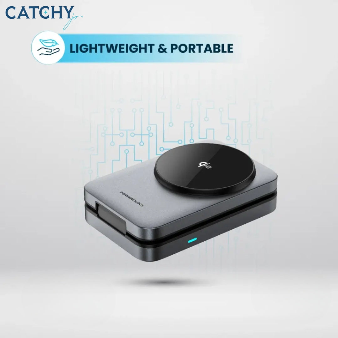 Powerology Foldable 3-in-1 Qi2 Fast Charging Multi-Device Hub