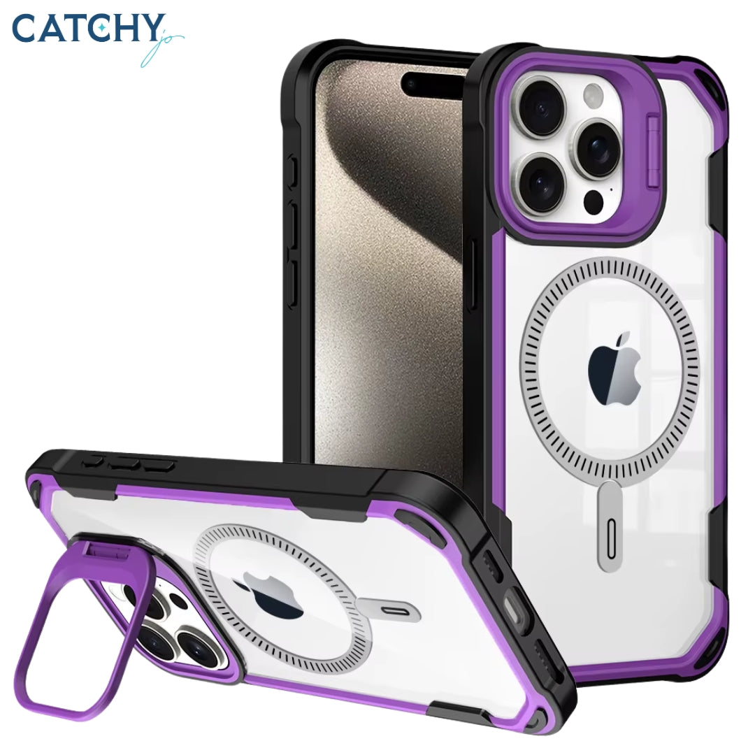 Clear Magnetic iPhone Shockproof Lens Stand Case