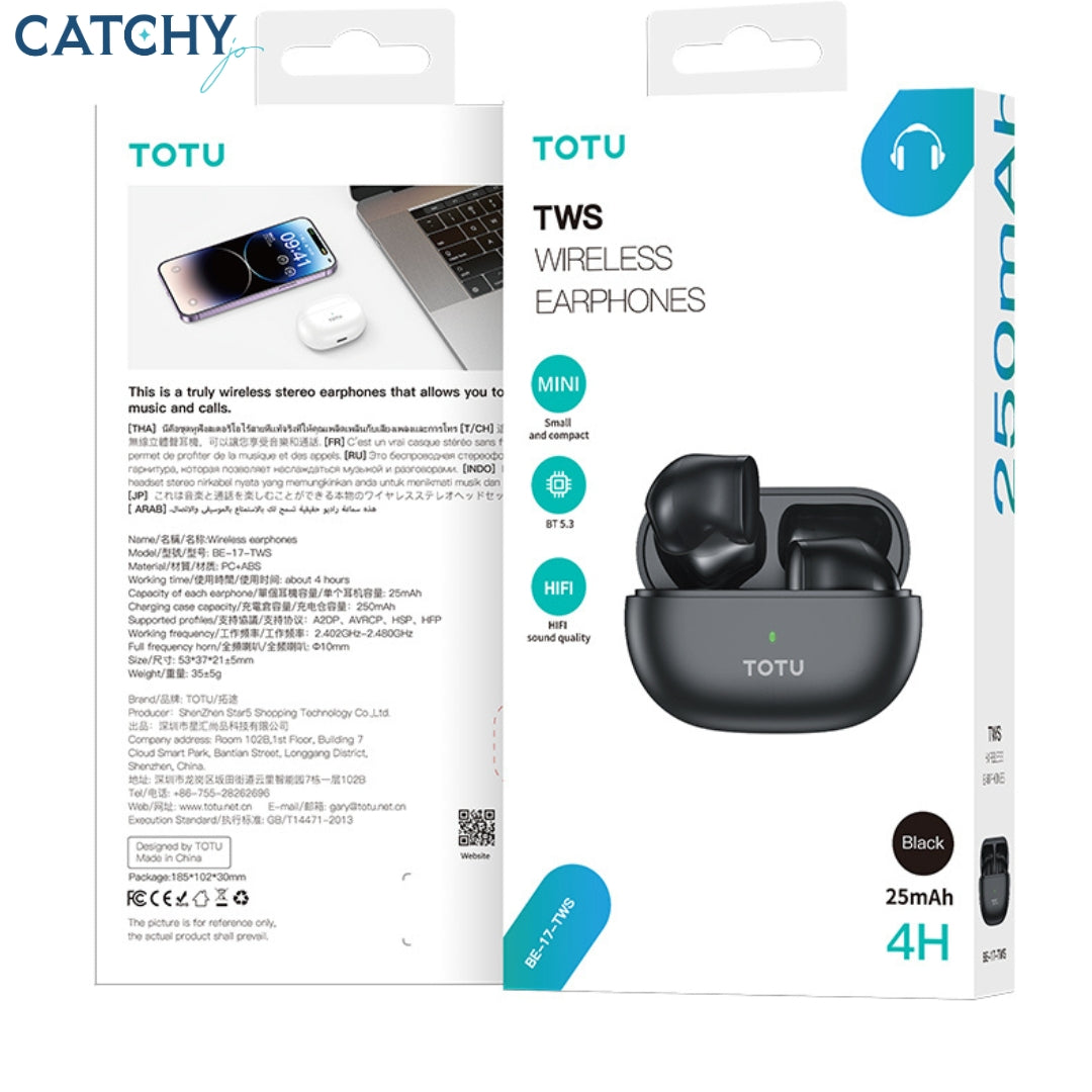 TOTU BE-17-TWS Wireless Bluetooth Earphones