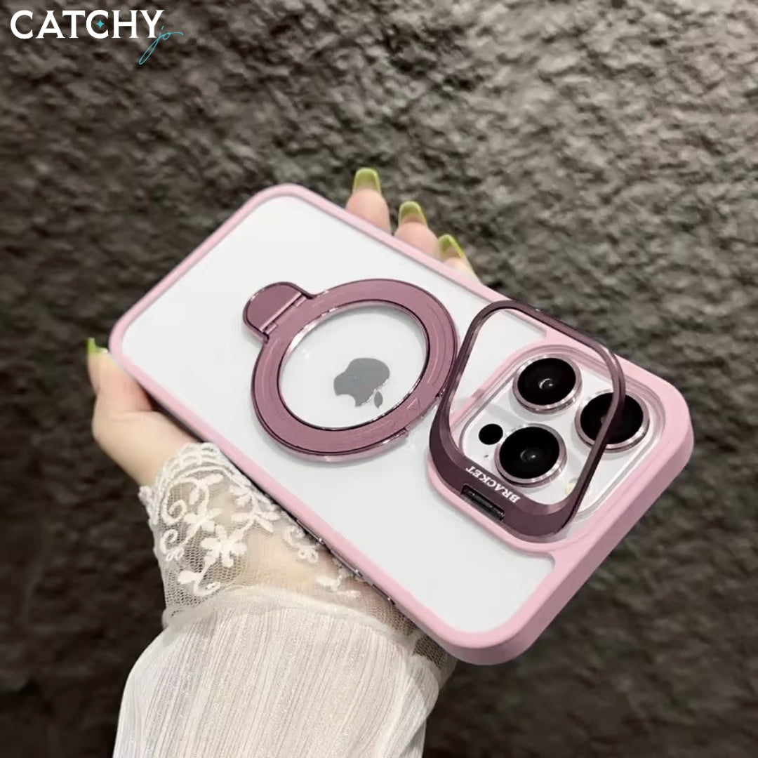 iPhone Fashion Hollow Lens Holder Magnetic Suction Case