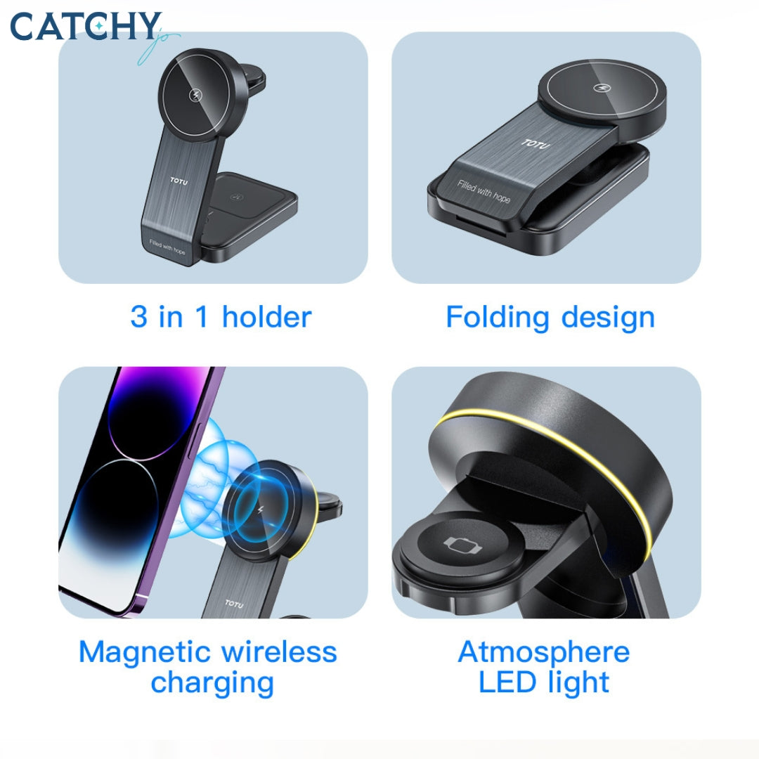 TOTU CW-1-W 3-in-1 Magnetic Wireless Charger