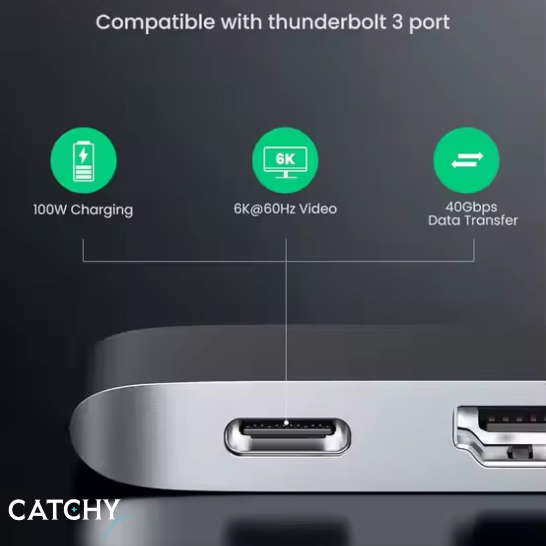 UGREEN 5 in 2 Type-C To 4K-HDMI 3 Thunderbolt (100W)