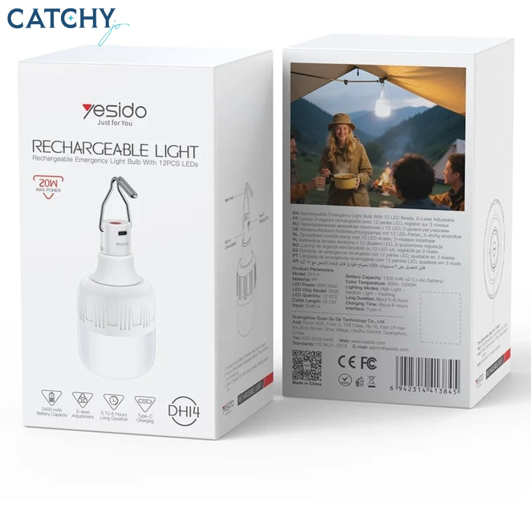 YESIDO DH14 3 Level Type-C Charging Rechargeable Emergency LED (2400mAh)