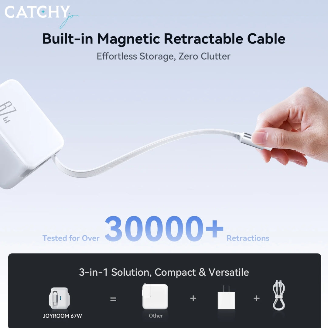 JOYROOM JR-TCL06 GaN Charger With Retractable Cable (67W)