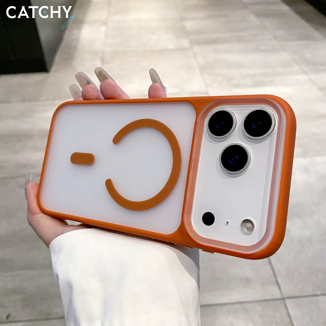 Metal Button Matte PC Hard Magnetic iPhone Case