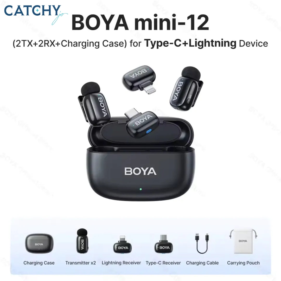 BOYA Mini 12 Dual Wireless Microphone With Charging Case