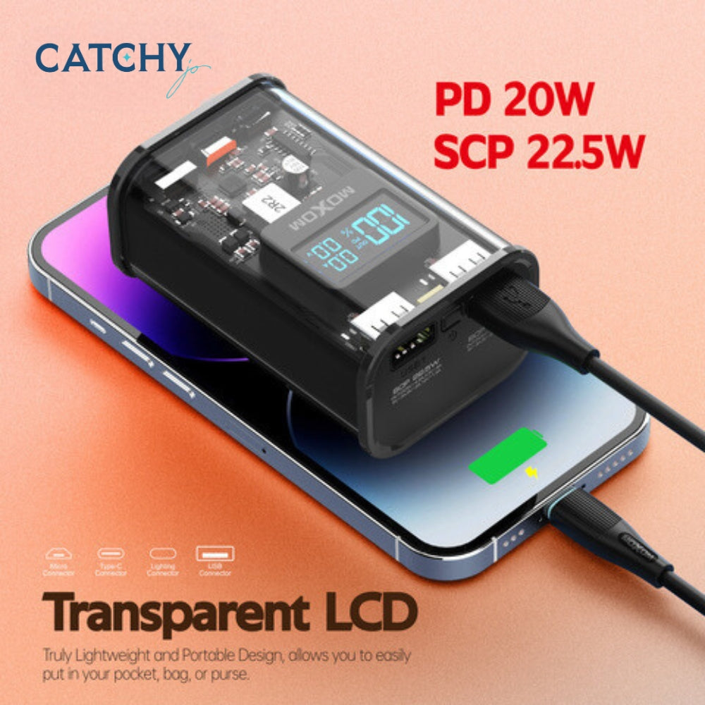 Moxom PB80 شاحن محمول شفاف 10000mAh