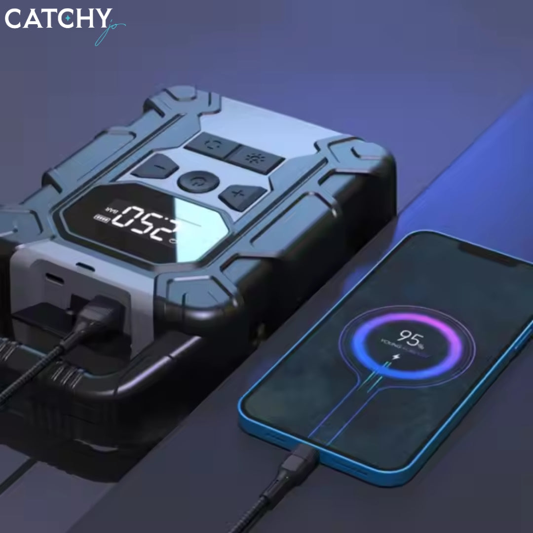 Go-Des Car Electric Air Pump Wireless Tire Inflator With Power Bank Function (7500mAh)