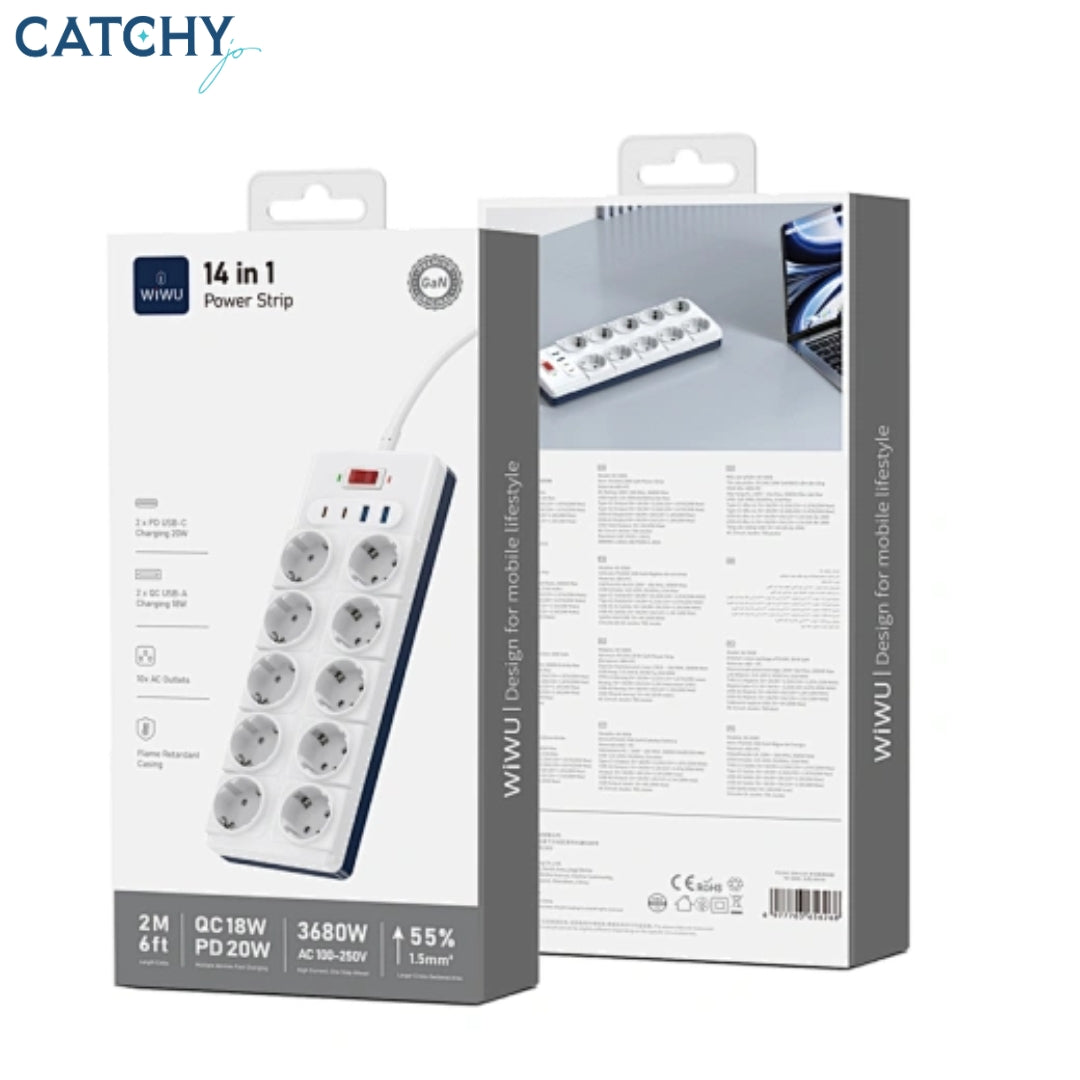 WiWU Wi-S008 14 in 1 Power Strip 2M (20W)