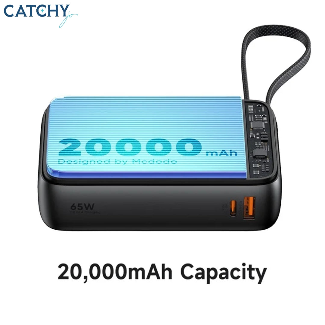 MCDODO MC-6370 USB-C Cable Power Bank With Digital Display (20000mAh)