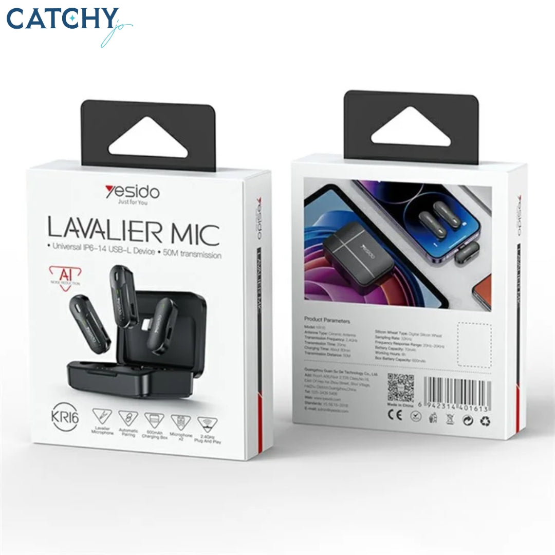 YESIDO KR17 Type-C Lavalier Microphone System With Charging Case