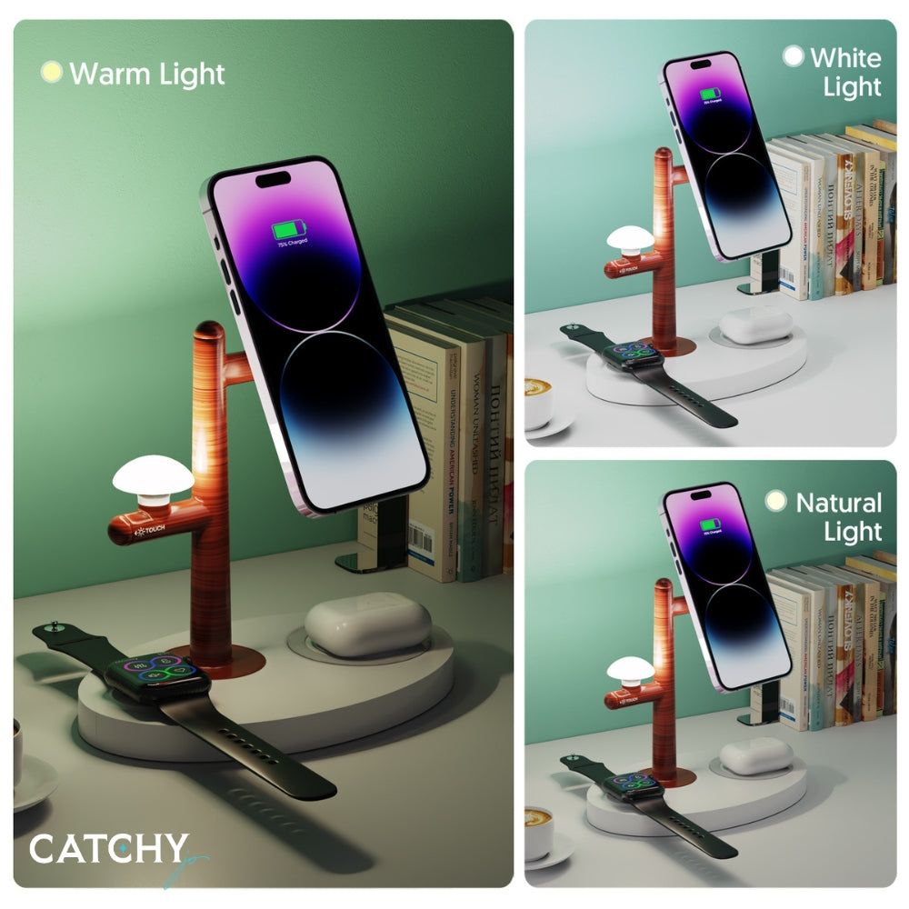 4 in 1 Wireless Classy Decor Station Magnetic Charger With Lamp